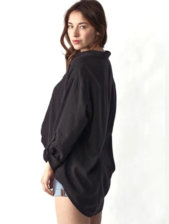 Risen Los Angeles Tops - New W Tags Risen Black Linen Blend Oversized Tunic Top Sz M